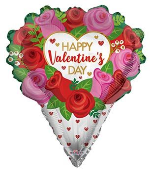 18 inch Kaleidoscope Valentine's Roses Bouquet Shape Foil Balloon