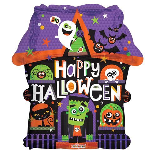 18 inch Haunted House Shape Halloween Foil Mylar