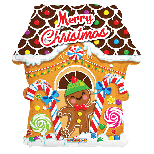 18 inch Merry Christmas Gingerbread House Shape Foil Balloon